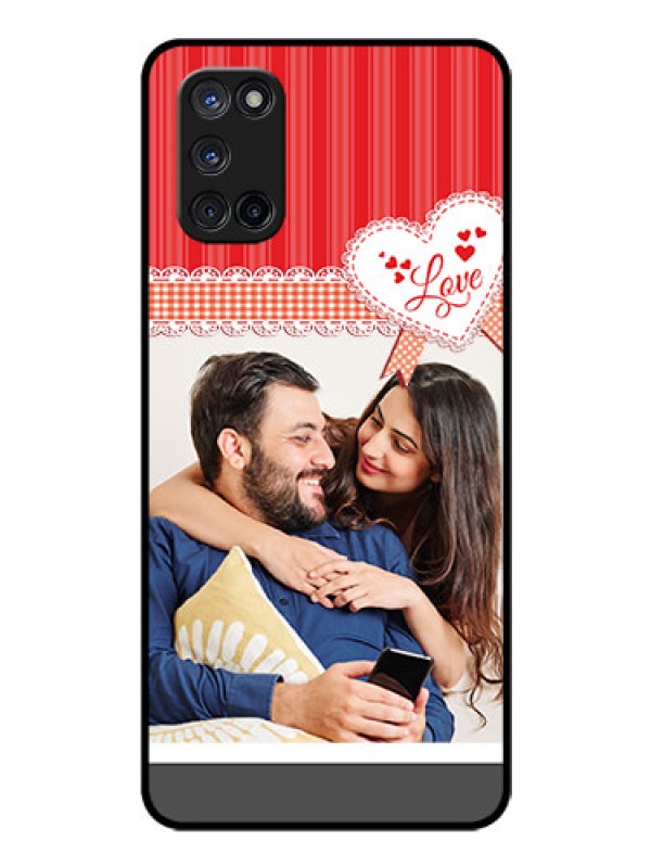 Custom Oppo A52 Custom Glass Mobile Case - Red Love Pattern Design