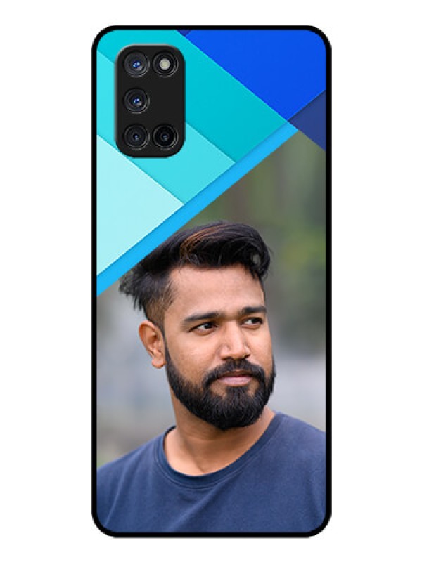 Custom Oppo A52 Custom Glass Phone Case - Blue Pattern Design