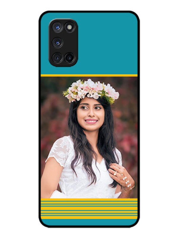 Custom Oppo A52 Custom Glass Phone Case - Yellow & Blue Design 