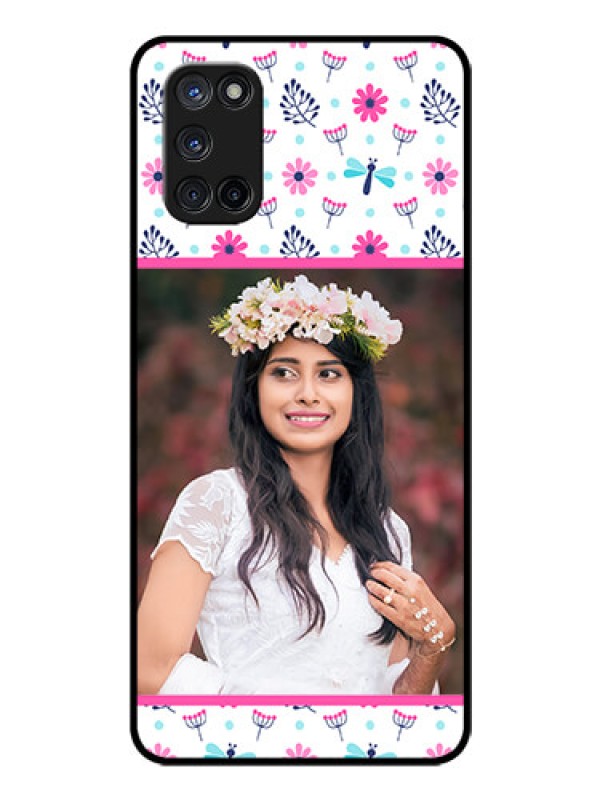 Custom Oppo A52 Photo Printing on Glass Case - Colorful Flower Design