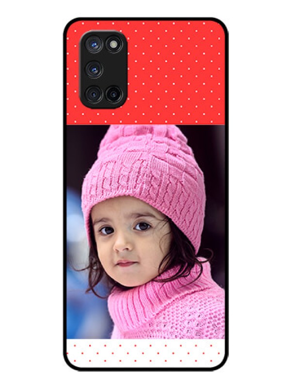 Custom Oppo A52 Photo Printing on Glass Case - Red Pattern Design