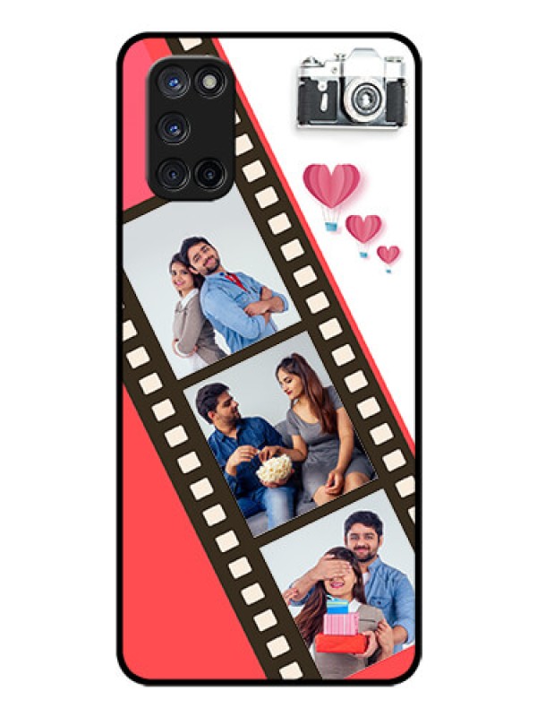 Custom Oppo A52 Personalized Glass Phone Case - 3 Image Holder with Film Reel