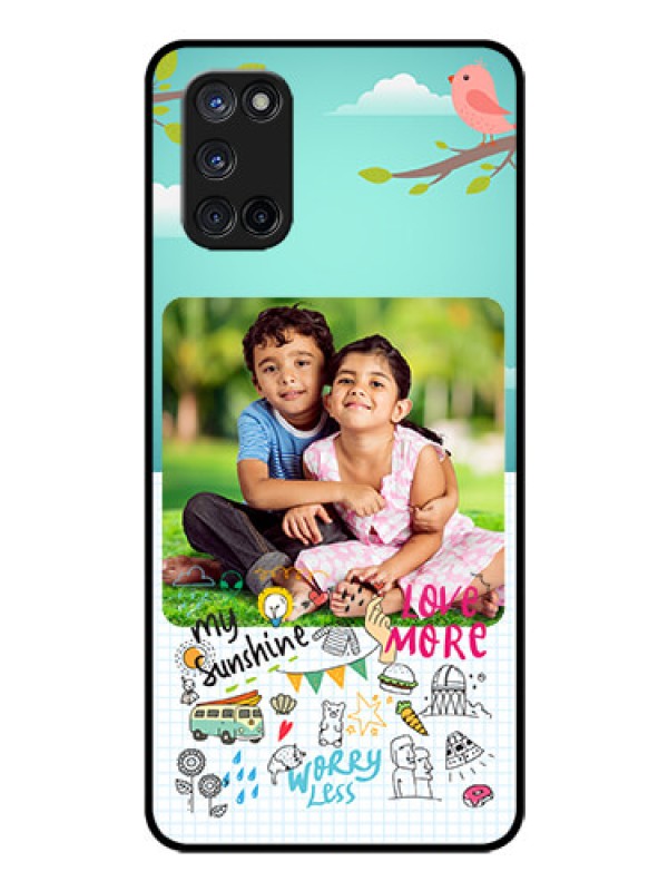 Custom Oppo A52 Photo Printing on Glass Case - Doodle love Design