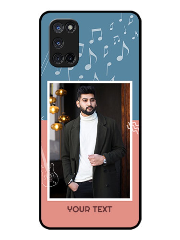 Custom Oppo A52 Photo Printing on Glass Case - with Color Musical Note Design