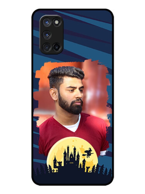 Custom Oppo A52 Photo Printing on Glass Case - Halloween Witch Design 