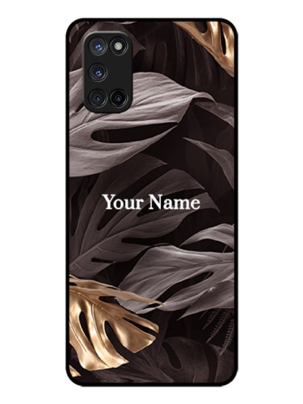 Custom Oppo A52 Personalised Glass Phone Case - Wild Leaves digital paint Design