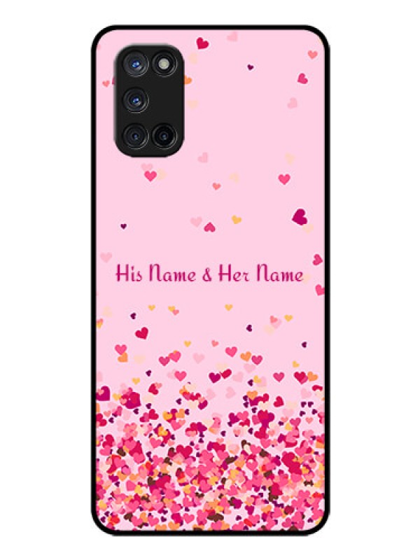 Custom Oppo A52 Photo Printing on Glass Case - Floating Hearts Design