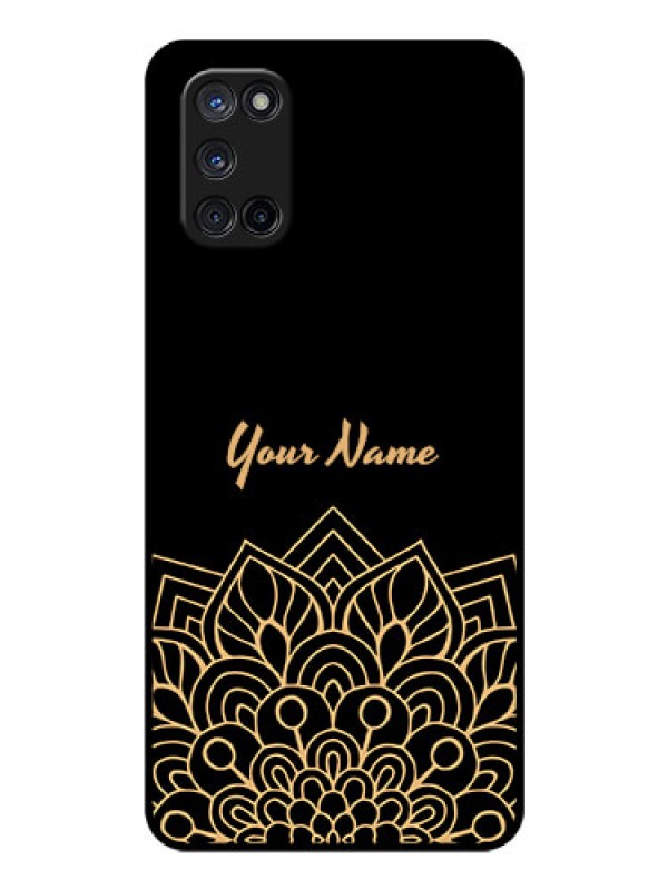 Custom Oppo A52 Custom Glass Phone Case - Golden mandala Design