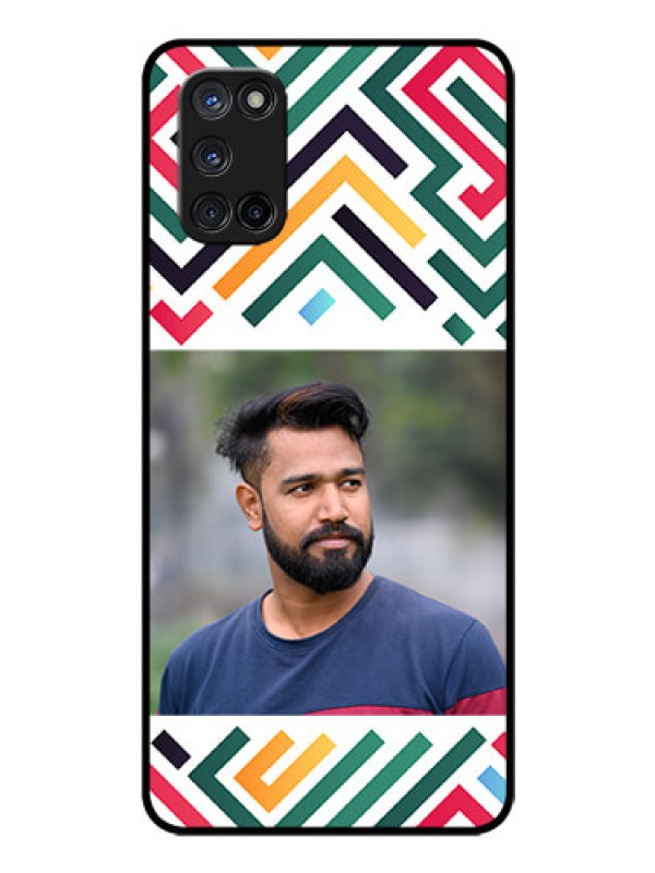 Custom Oppo A52 Personalized Glass Phone Case - Colorful Maze Pattern Design