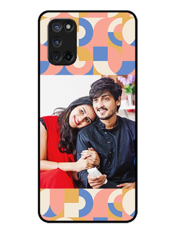 Custom Oppo A52 Photo Printing on Glass Case - Semi-circle Maze Pattern Design