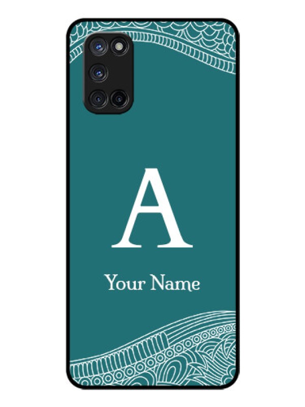 Custom Oppo A52 Personalized Glass Phone Case - line art pattern with custom name Design