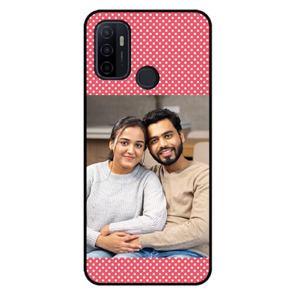 Oppo A53 Custom Glass Phone Case  - White Dotted Design
