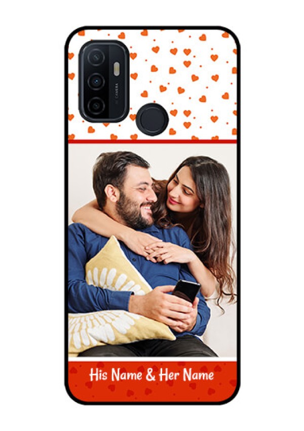 Oppo A53 Custom Glass Phone Case  - Orange Love Symbol Design