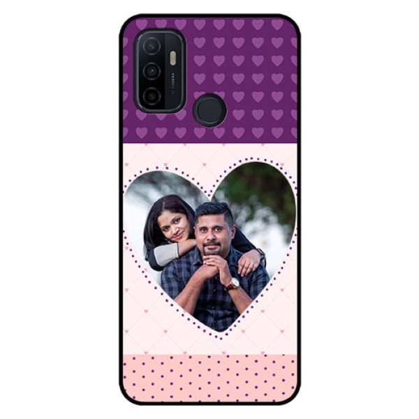 Oppo A53 Custom Glass Phone Case  - Violet Love Dots Design