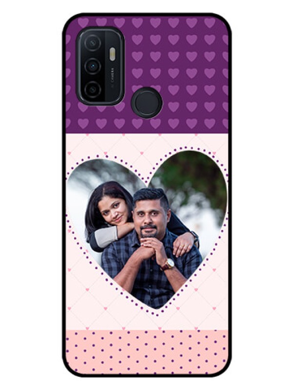 Custom Oppo A53 Custom Glass Phone Case  - Violet Love Dots Design