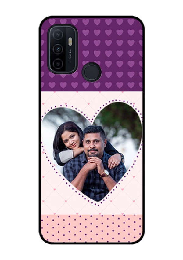 Oppo A53 Custom Glass Phone Case  - Violet Love Dots Design