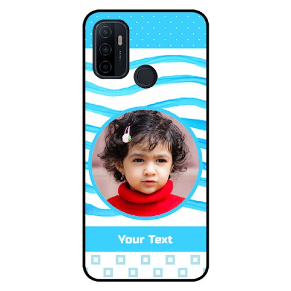 Oppo A53 Custom Glass Phone Case  - Simple Blue Case Design