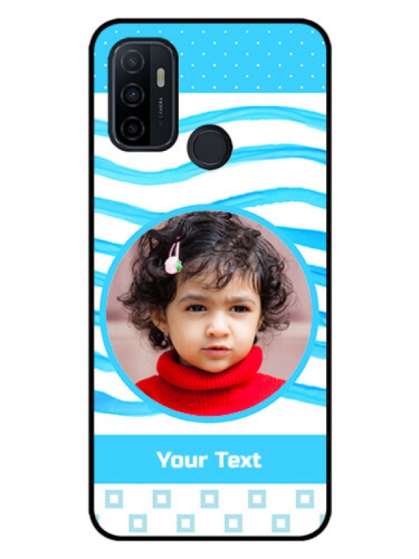 Custom Oppo A53 Custom Glass Phone Case  - Simple Blue Case Design