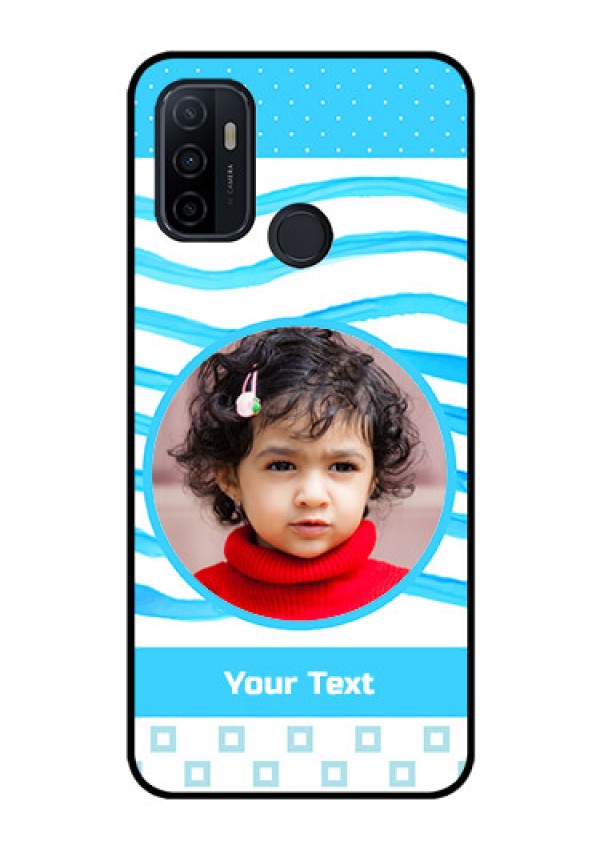 Oppo A53 Custom Glass Phone Case  - Simple Blue Case Design