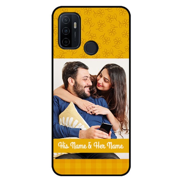 Oppo A53 Custom Glass Mobile Case - Yellow Floral Design Oppo A53 Custom Glass Mobile Case - Yellow Floral Design
