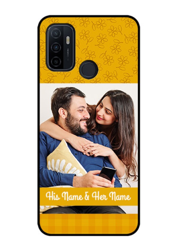 Oppo A53 Custom Glass Mobile Case  - Yellow Floral Design