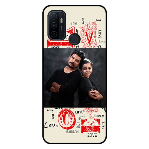 Oppo A53 Photo Printing on Glass Case  - Trendy Love Design Case