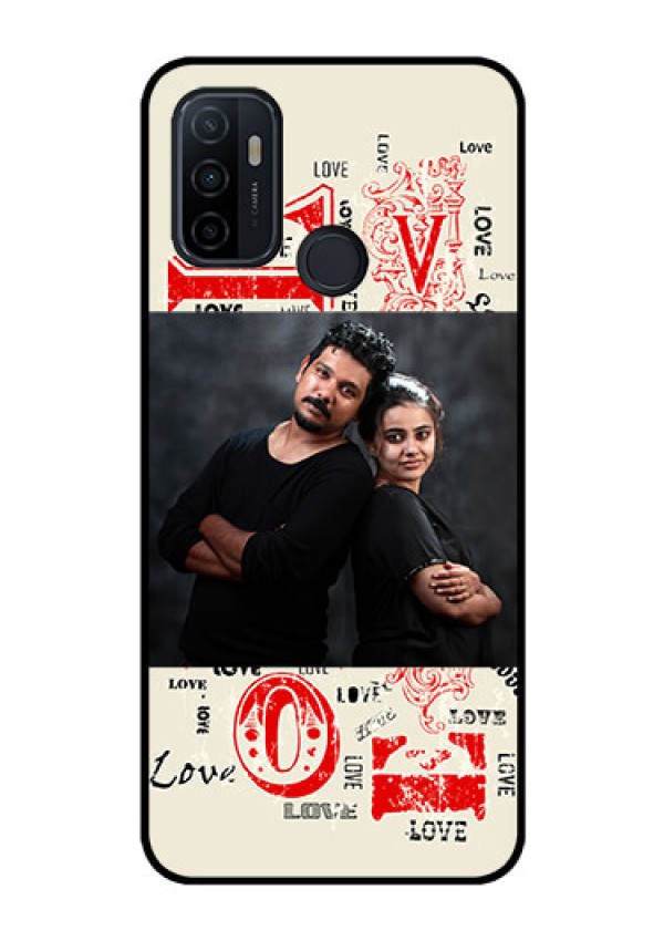 Oppo A53 Photo Printing on Glass Case  - Trendy Love Design Case
