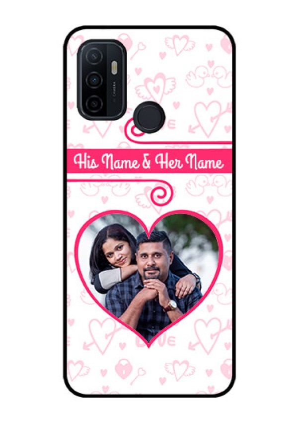 Oppo A53 Personalized Glass Phone Case  - Heart Shape Love Design