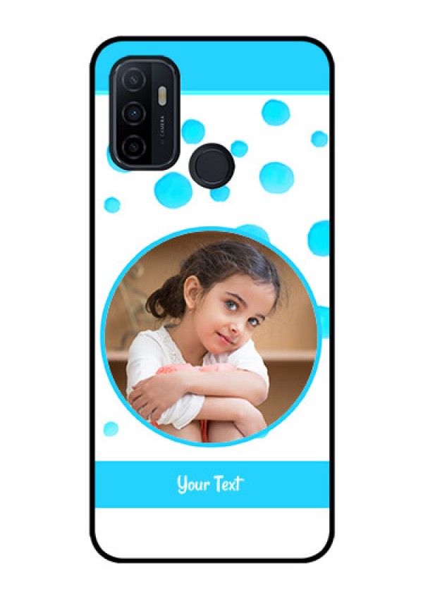 Oppo A53 Photo Printing on Glass Case  - Blue Bubbles Pattern Design