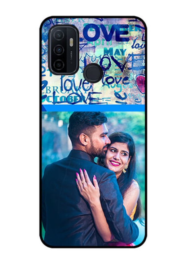 Oppo A53 Custom Glass Mobile Case  - Colorful Love Design