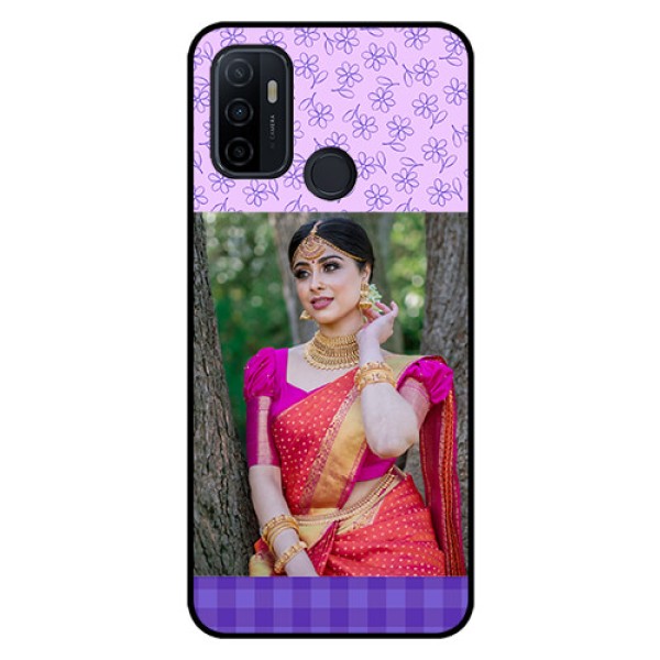 Oppo A53 Custom Glass Phone Case - Purple Floral Design Oppo A53 Custom Glass Phone Case - Purple Floral Design