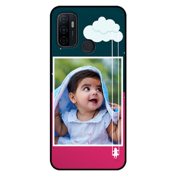 Oppo A53 Custom Glass Phone Case  - Cute Girl with Cloud Design