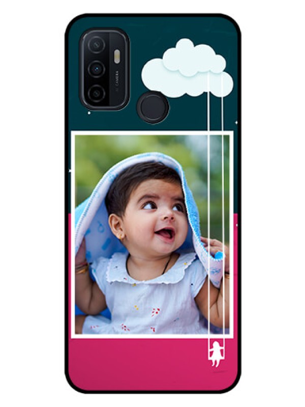 Custom Oppo A53 Custom Glass Phone Case  - Cute Girl with Cloud Design