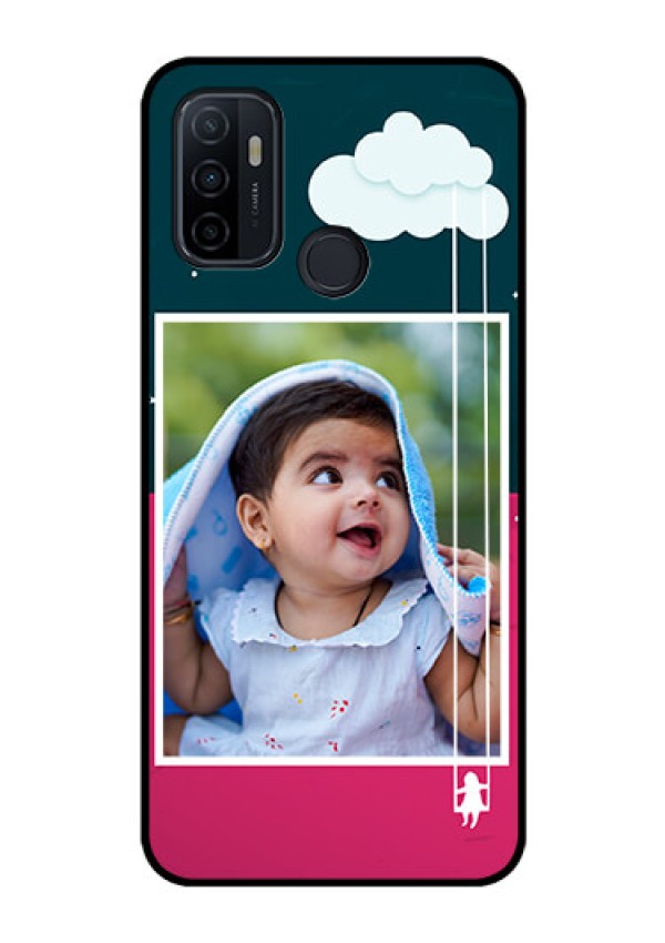 Oppo A53 Custom Glass Phone Case  - Cute Girl with Cloud Design