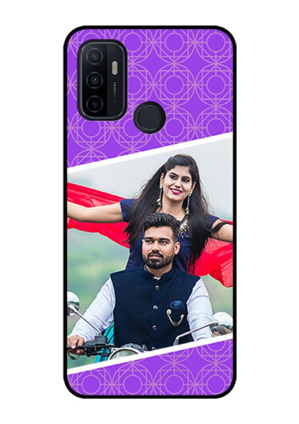 Oppo A53 Custom Glass Phone Case  - Violet Pattern Design