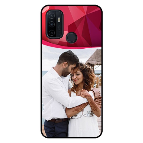 Oppo A53 Custom Glass Mobile Case  - Red Abstract Design