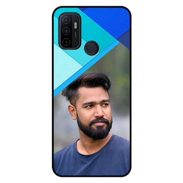 Oppo A53 Custom Glass Phone Case  - Blue Pattern Design