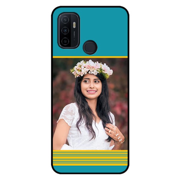 Oppo A53 Custom Glass Phone Case  - Yellow & Blue Design 