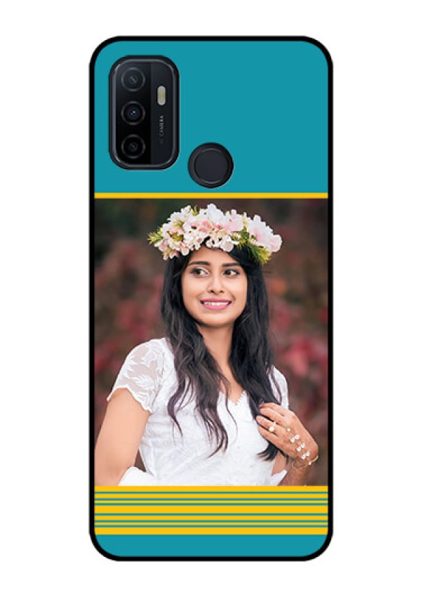 Oppo A53 Custom Glass Phone Case  - Yellow & Blue Design 