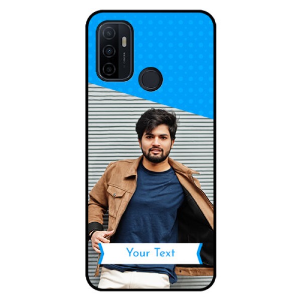 Oppo A53 Photo Printing on Glass Case - Simple Blue Color Design Oppo A53 Photo Printing on Glass Case - Simple Blue Color Design