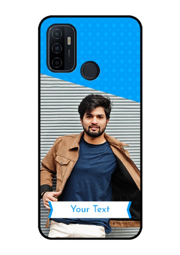 Oppo A53 Photo Printing on Glass Case  - Simple Blue Color Design