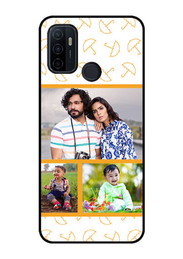 Oppo A53 Custom Glass Mobile Case  - Yellow Pattern Design