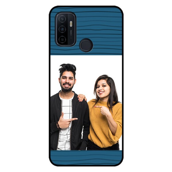 Oppo A53 Custom Glass Phone Case  - Blue Pattern Cover Design
