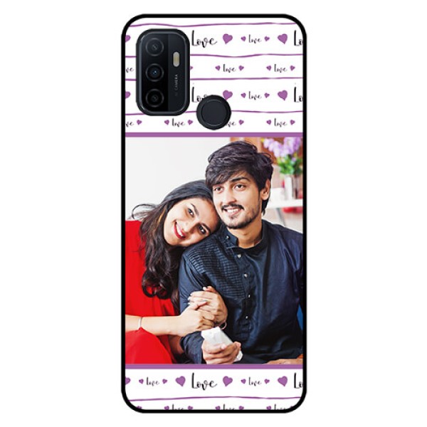Oppo A53 Custom Glass Mobile Case  - Couples Heart Design