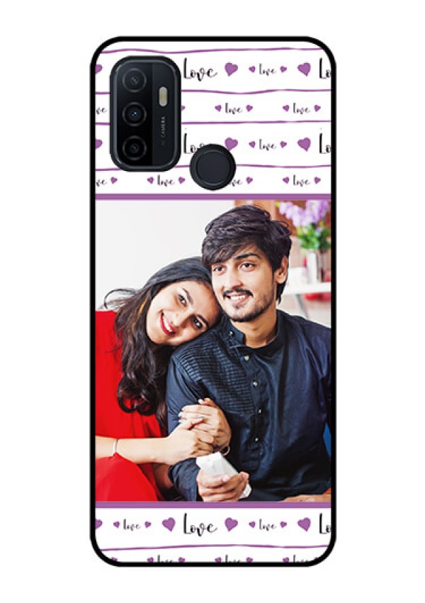 Oppo A53 Custom Glass Mobile Case  - Couples Heart Design