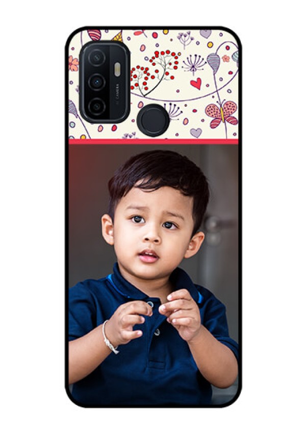 Oppo A53 Custom Glass Mobile Case  - Premium Floral Design