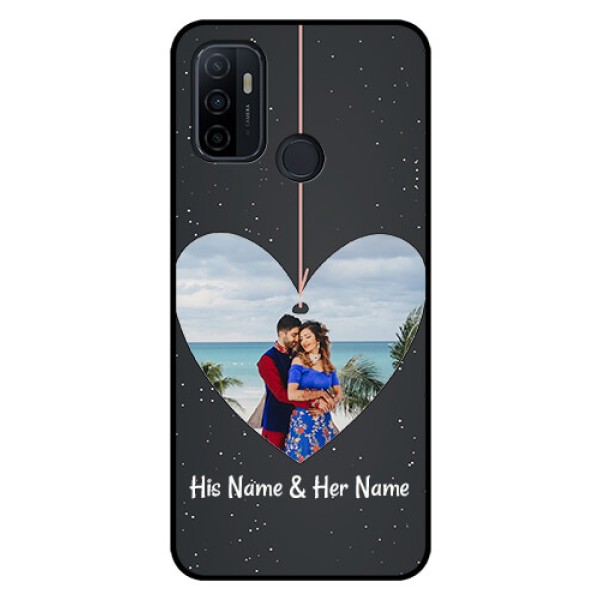 Oppo A53 Custom Glass Phone Case  - Hanging Heart Design