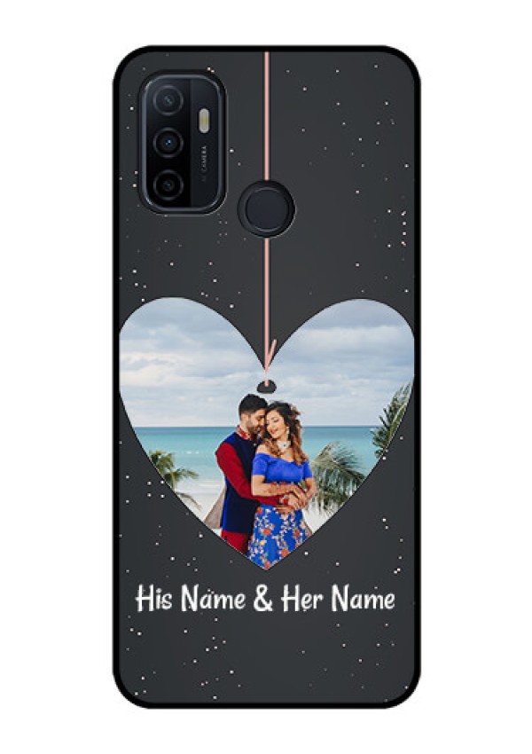 Oppo A53 Custom Glass Phone Case  - Hanging Heart Design
