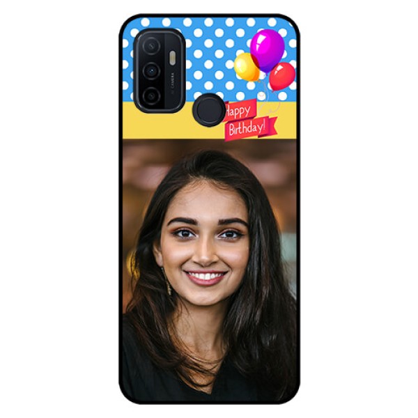 Oppo A53 Custom Glass Mobile Case  - Happy Birthday Design