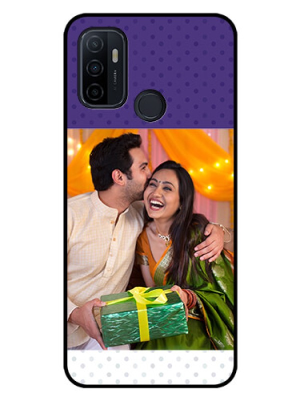 Custom Oppo A53 Personalized Glass Phone Case  - Violet Pattern Design